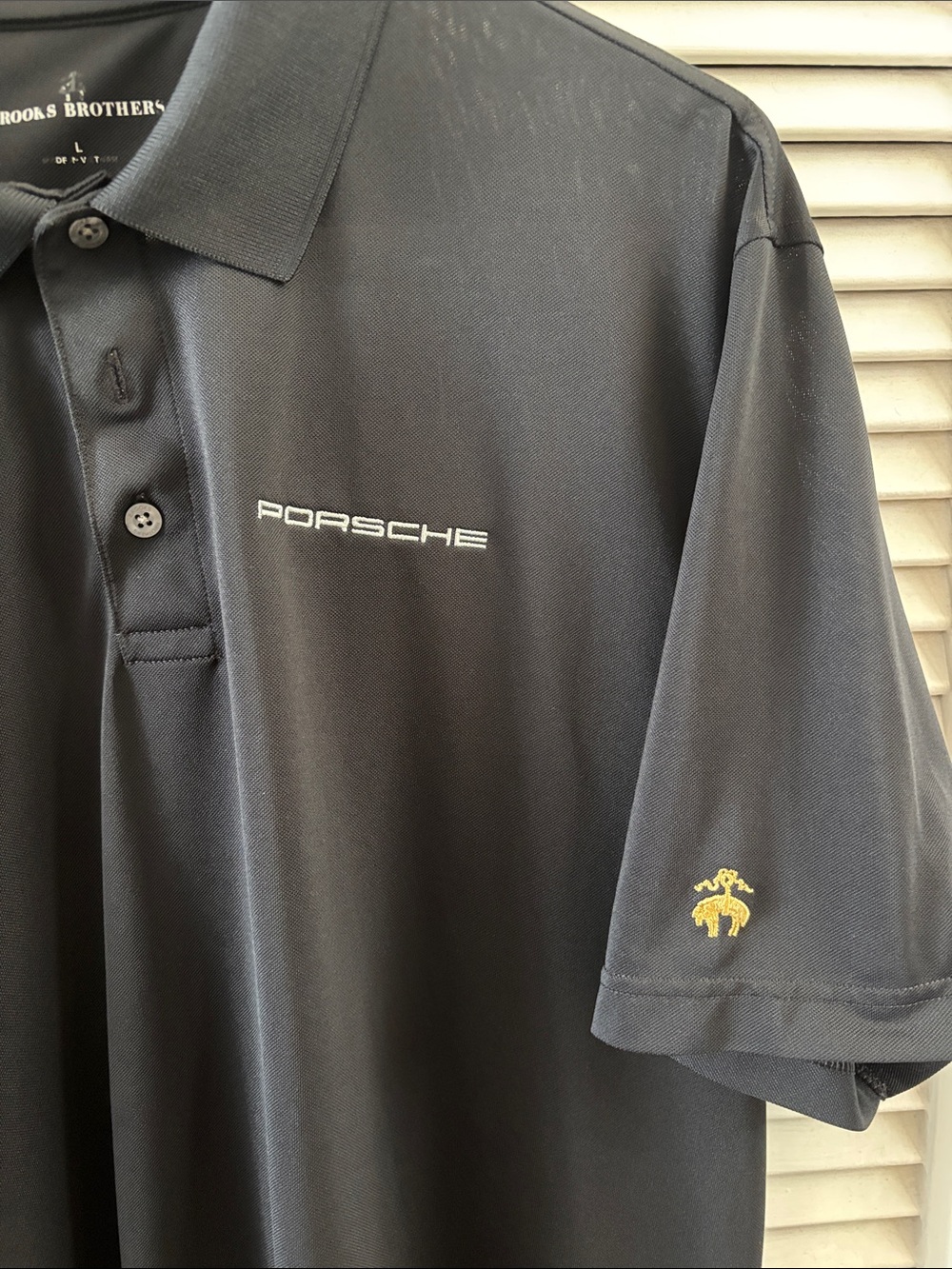 Brooks Brothers Men's Black Polo with Porsche Script Logo - Picture 2 of 3